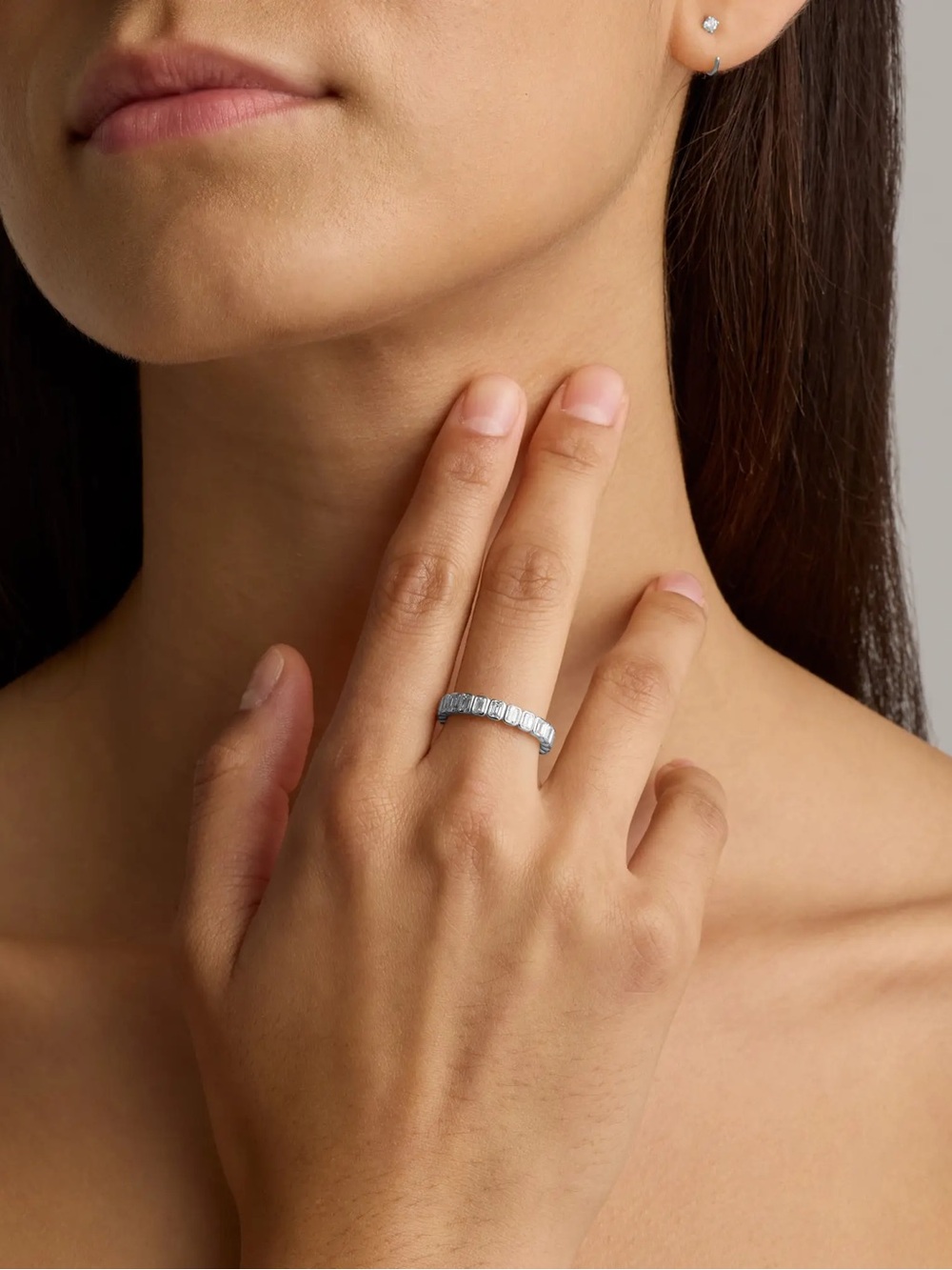 Quince Lab Diamond Emerald 14k White Gold Eternity Band